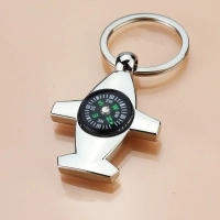 Llavero Metalico en forma de Avion con Brujula, 5.1 x 3.7 cmts