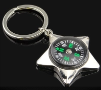 Llavero Metalico en forma de Estrella con Brujula, 4.1 x 4.5 cmts