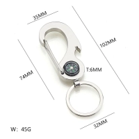 Llavero Metalico Carabinero, con Destapador y Brujula, 3.5 x 7.4 cmts