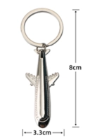 Llavero Metalico en forma de Avion, tamaño 8 x 3.3 cmts