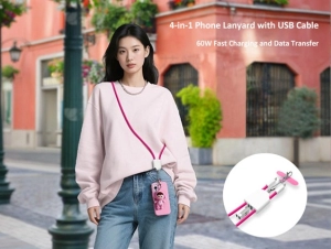 Cinta Porta celular con Cargador 4 en 1, 60W carga rapida y data transfer