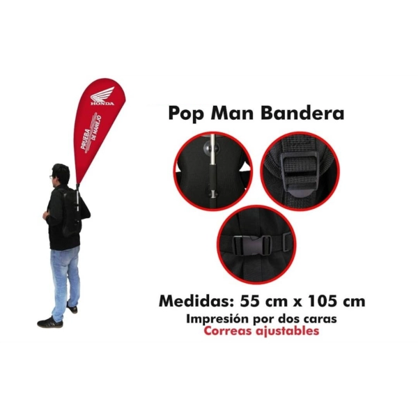 Bandera Publicitaria Weston, con Arnes para Cargarla, de 55 x 105 cmts