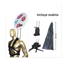 Pop Man Publicitario Bulet, con aviso Redondo Doble Cara, de 60 x 60 cmts