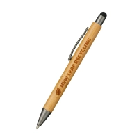 Boligrafo Bombai, en Bambu, con clip metalico y punta en stylus