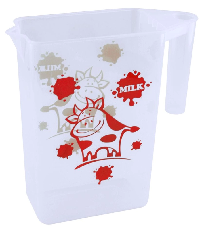 Jarra Rectangular, de 1.3 Litros, alto 19, largo 12, ancho 6 cmts,  en PP