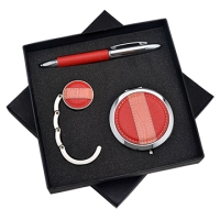 Set de Regalo en Caja con Clip Porta Carteras, Espejo Redondo  y Boligrafo