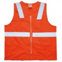 Chaleco Pachuca, en drill, con forro interno y cintas reflectivas