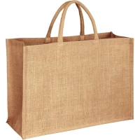 Bolso Tuscany, todo en Yute, con bolsillo frontal en lona, 40 x 38 x 10 cmts