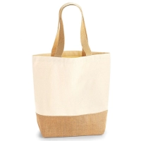 Bolso Infinity, en Lona Cruda con base en Yute, 40 x 32 x 8 cmts, bolsillo interno