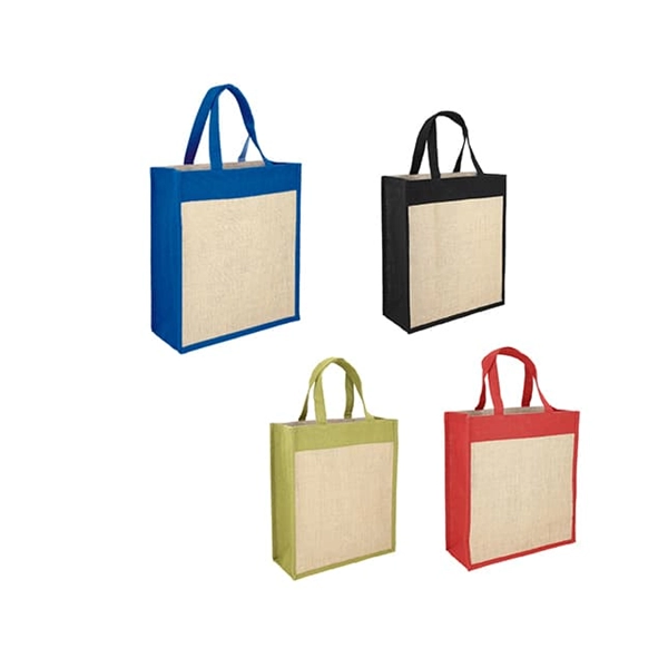 Bolso Osaka, en lona combinada con Yute, 46 x 40 x 12 cmts, bolsillo interno