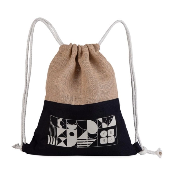 Tula Cuba en Yute, bolsillo frontal en algodon con cierre, tamaño 45 x34 cm