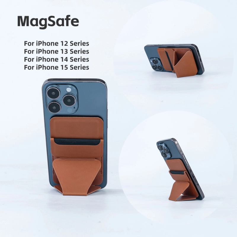 Stand Protector y Bolsillo Magsafe para Celular en PU, de 10 x 6.5 cmts