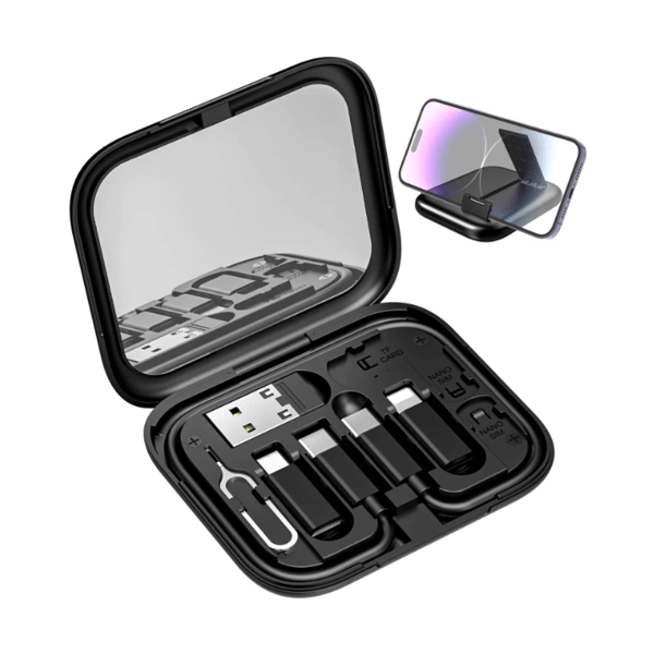 Multiconector 7 en 1, en estuche para guardar en ABS, 8 x 7 x 1 cmts