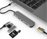 Hub Multipuerto 6 en 1 en aluminio, de 10.5 x 4.1 x 1.6 cmt