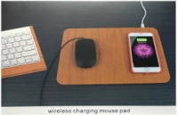 Mouse Pad con Cargador Inalámbrico, en PU imitacion madera, en 5W