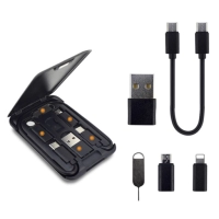 Multiconector 6 en 1, en estuche para guardar en ABS, 8.6 x 5.75 x 1 cmts