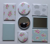 Espejo Redondo, impresion full color plastificada sobre acero 6.8 x 6.8 cmts