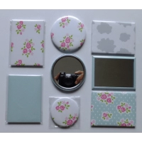 Espejo Redondo, impresion full color plastificada sobre acero 6.8 x 6.8 cmts