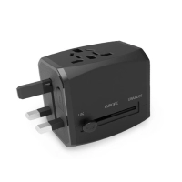 Adaptador para Viajes con multiples Conectores, 6.3 x 5.6 x 5.25 cmts