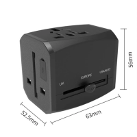 Adaptador para Viajes con multiples Conectores, 6.3 x 5.6 x 5.25 cmts