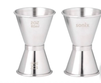 Copita Jigger 2 lados, metalica, para servir licores, con capacidad 30 y 60 ml, en acero inox