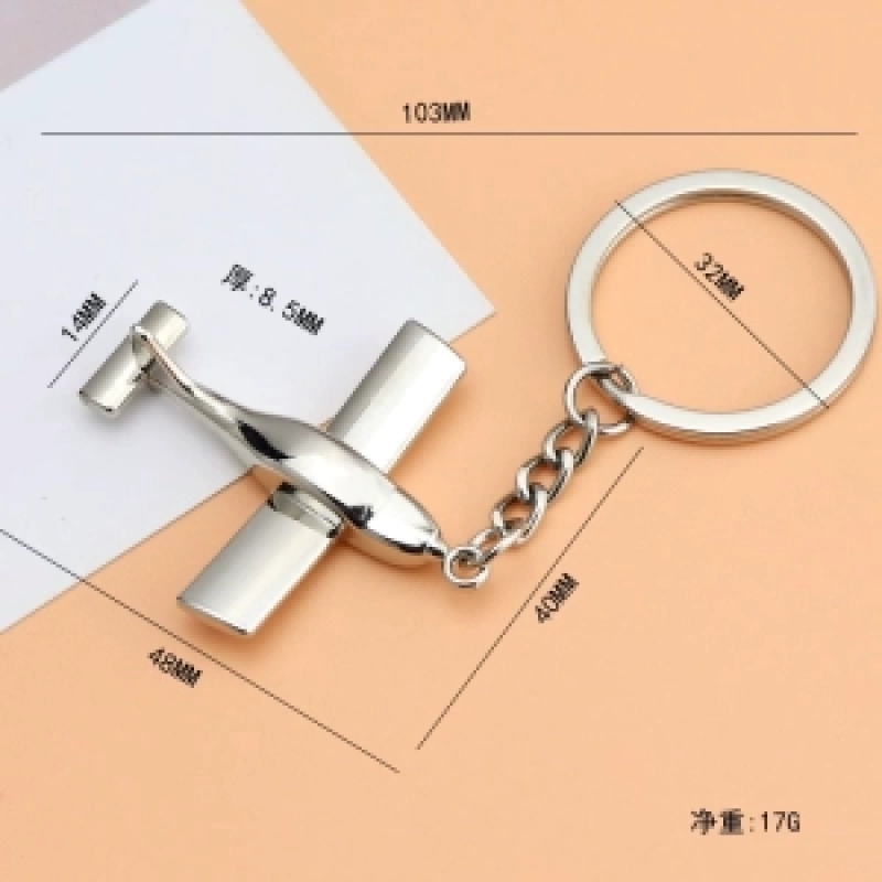 Llavero Metalico en forma de Avion, 4.8 x 4 cmts