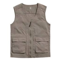 Chaleco Indiana, en drill, sin mangas, forro interno, 2 bolsillos frontales