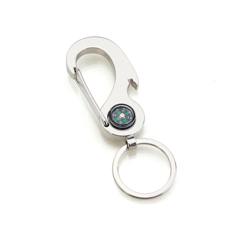 Llavero Metalico Carabinero, con Destapador y Brujula, 3.5 x 7.4 cmts