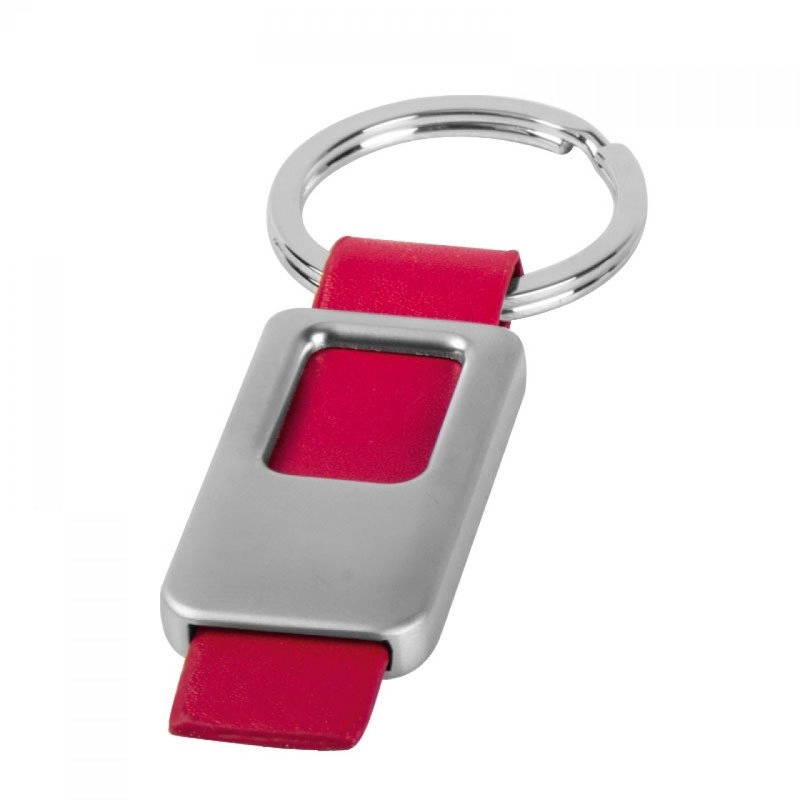 Llavero Pod metalico, con accesorio en imitacion cuero, de 9.5 x 3.5 x 0.5 cmts