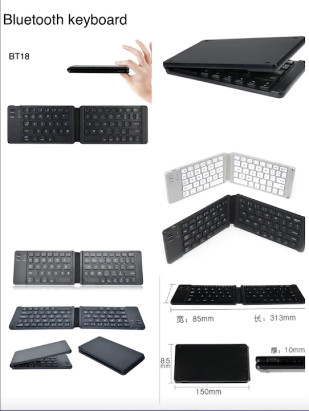 Teclado Plegable Inalambrico Bluetooth, tamaño 15 x 8.5 x 1 cmt