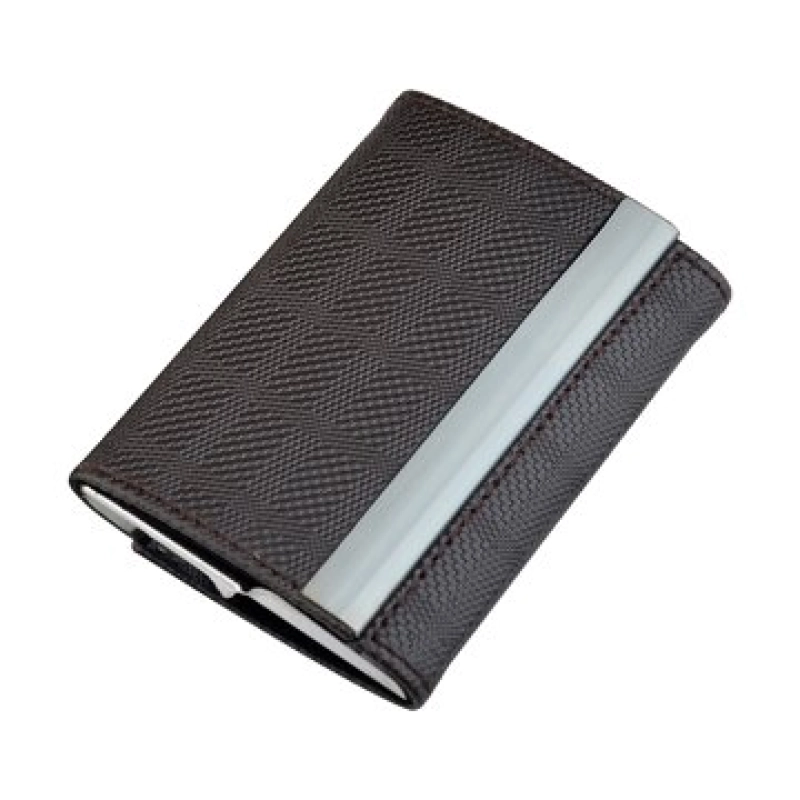 Porta Tarjetas elaborado en Aluminio y Cuero