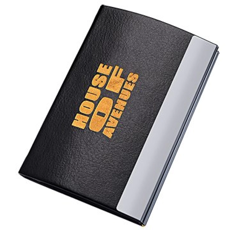 Porta Tarjetas elaborado en Aluminio y Cuero