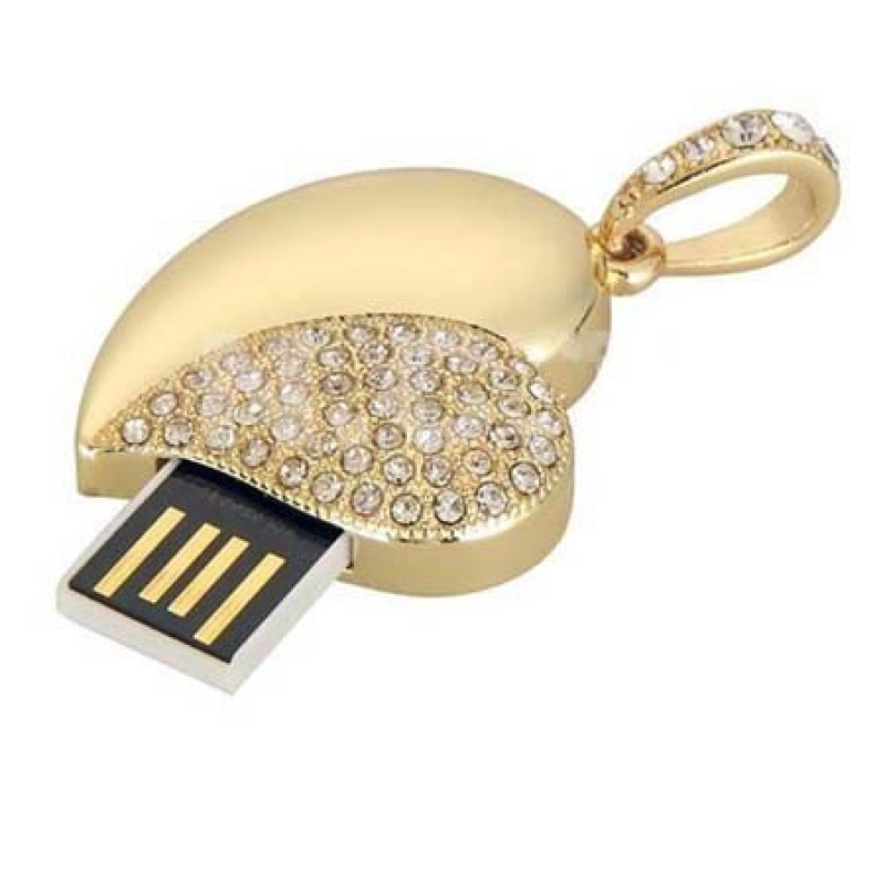 Memoria USB metalica en forma de Corazon con chispitas