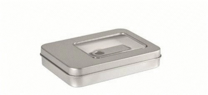 Caja Metalica Rectangular para USB con ventana y con espuma troquelada