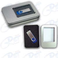 Caja Rectangular Mediana de Aluminio con Ventana para empaque de USB