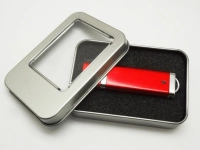 Caja Rectangular Mediana de Aluminio con Ventana para empaque de USB