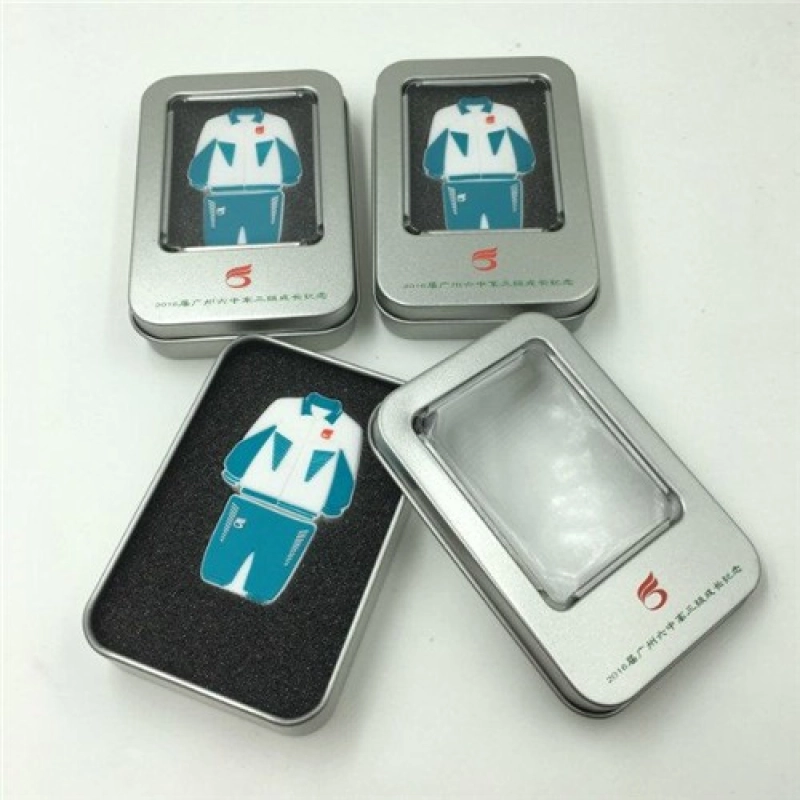 Caja Rectangular Mediana de Aluminio con Ventana para empaque de USB