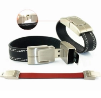 Memoria USB Brazalete en Metal y Cuero