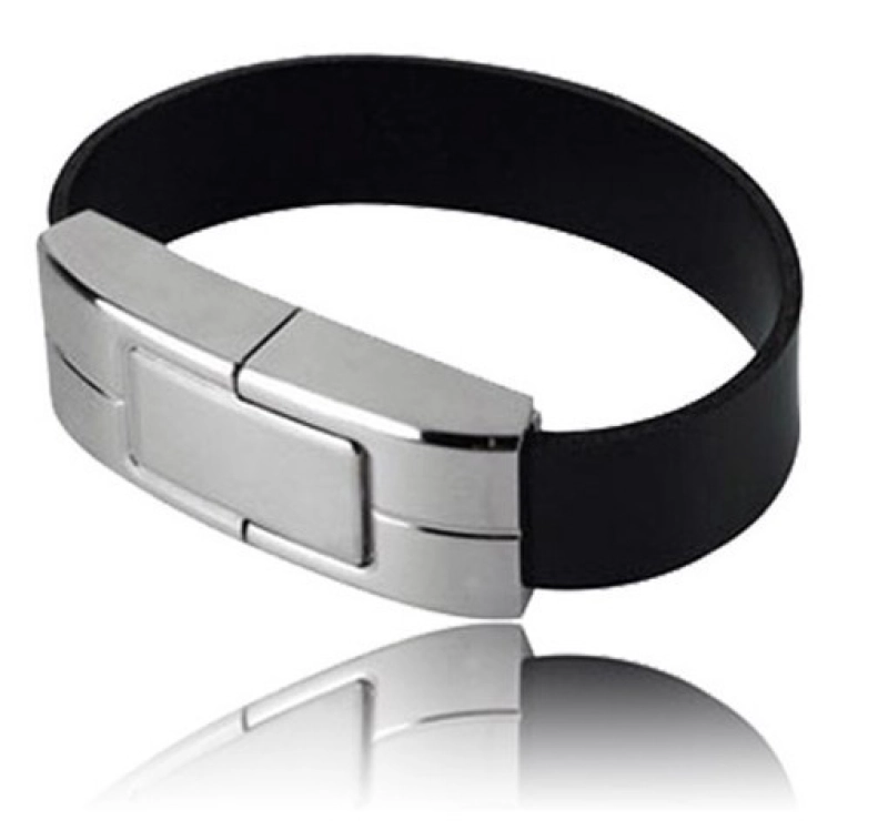Memoria USB Brazalete en Metal y Cuero
