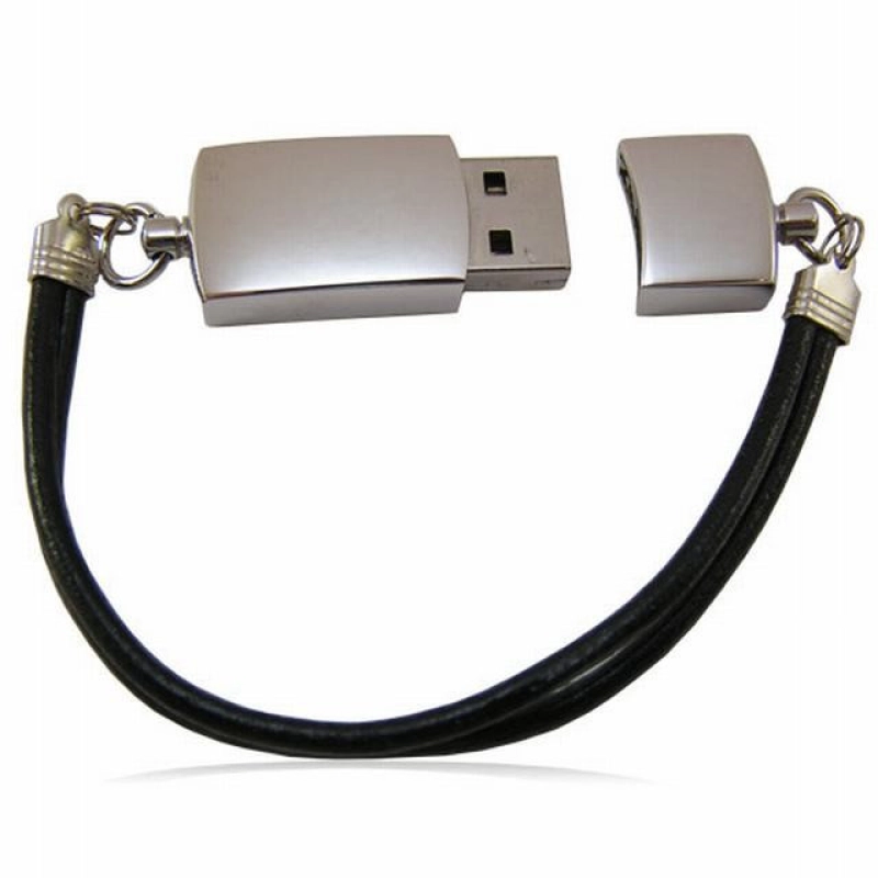 Memoria USB Brazalete en Metal y Cuero