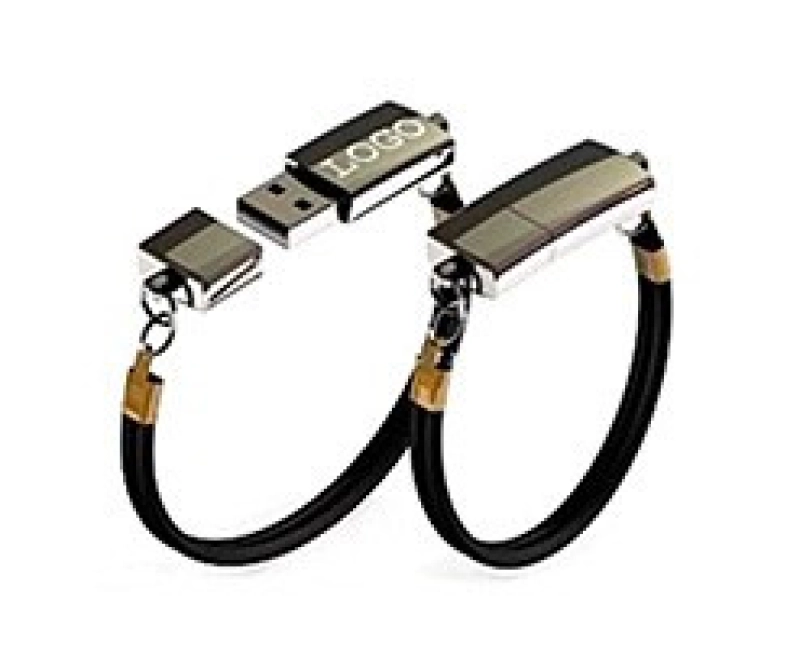Memoria USB Brazalete en Metal y Cuero