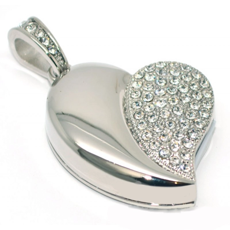 Memoria USB metalica en forma de Corazon con chispitas