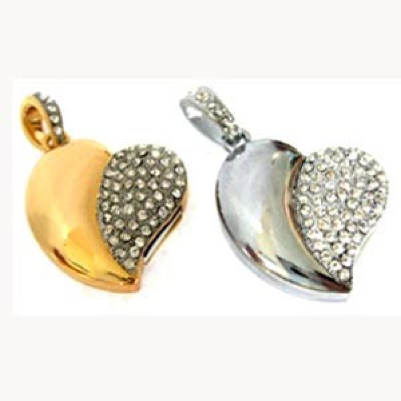 Memoria USB metalica en forma de Corazon con chispitas