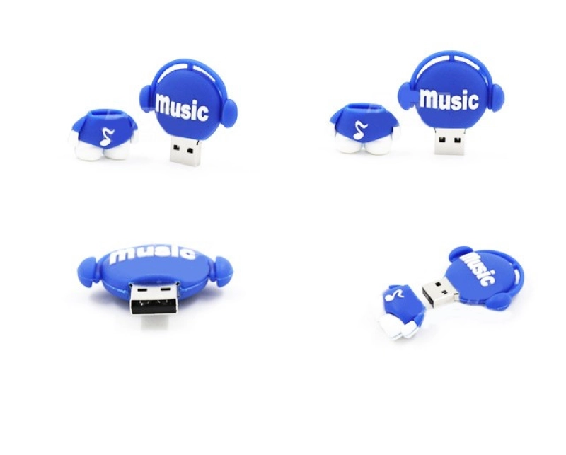 Memoria USB en PVC 3D diseño Muñeco con Audifonos