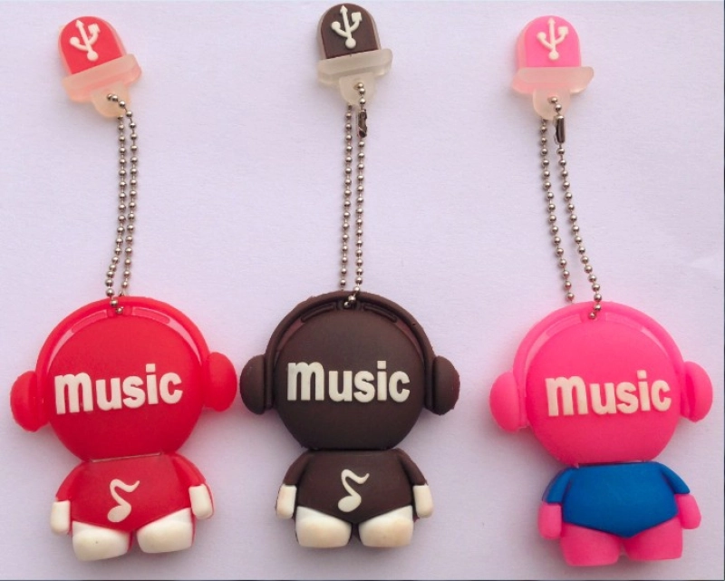 Memoria USB en PVC 2D diseño Muñeco con Audifonos