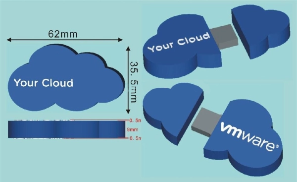 Memoria USB en PVC 2D diseño Nube