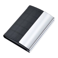 Porta Tarjetas elaborado en Aluminio y Cuero