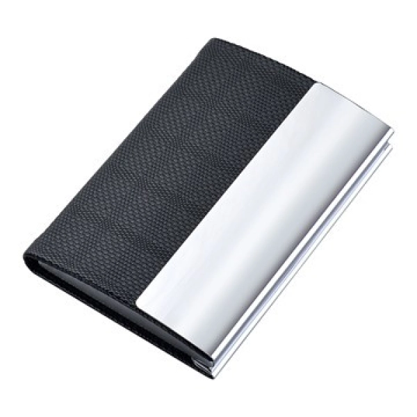 Porta Tarjetas elaborado en Aluminio y Cuero