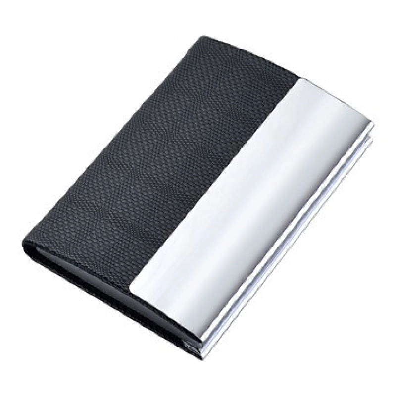 Porta Tarjetas elaborado en Aluminio y Cuero