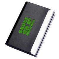 Porta Tarjetas elaborado en Aluminio y Cuero